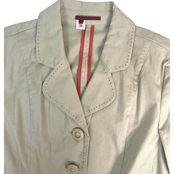 Anthropologie Tape Measure Topstitch Blazer Jacket Khaki Wide Cuff Tailored 12 - Picture 2 of 16